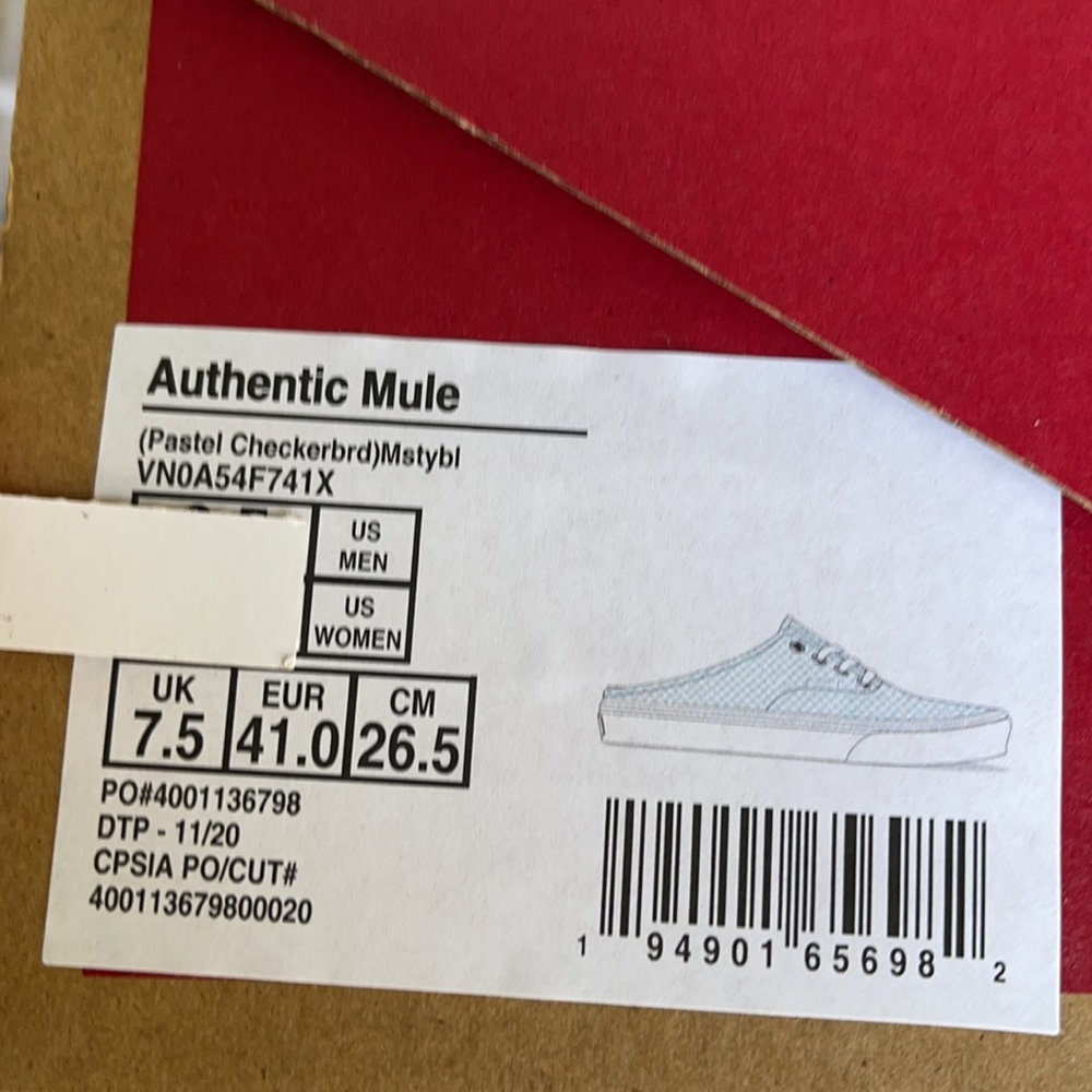 Vans Authentic Mule Pastel Checkerboard Misty Bl W - Picture 16 of 16